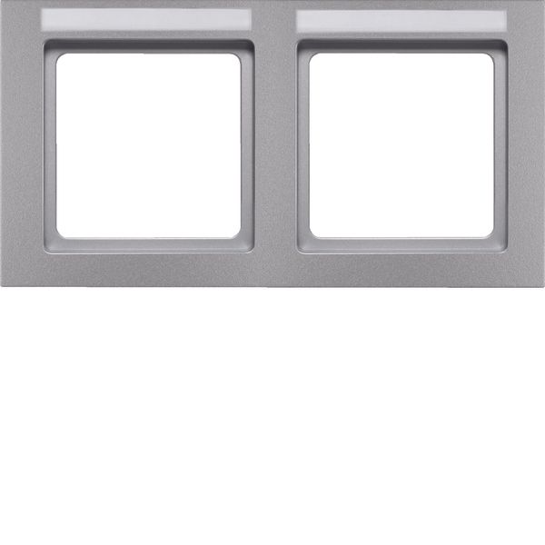 Frame 2gang with labelling field horizontal Q.3 alu velvety, lacquered image 1