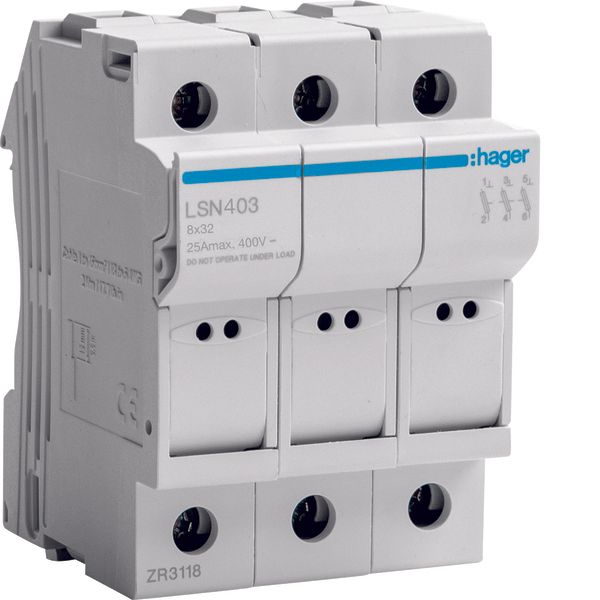 Fuse carrier 3P 25A 400V L32 3M image 1