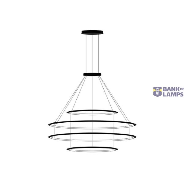 Pendant Circular Outward 4 Rings (ø600 ø1200 ø1200 ø600) LED 206.3W 11055lm 3000K Black image 1