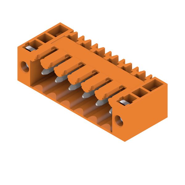 PCB plug-in connector, male header, Flange, THT solder connection, 3.50 mm, Number of poles: 6, 90°, Solder pin length (l): 4.5 mm, tinned, orange, Box image 8