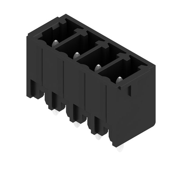 PCB plug-in connector, male header, closed side, THT solder connection, 3.81 mm, Number of poles: 4, 180°, Solder pin length (l): 3.2 mm, tinned, black, Box image 1