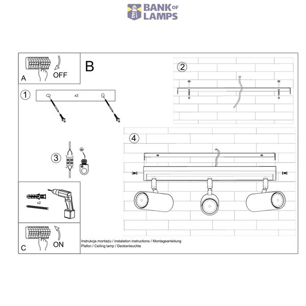 CEILING LAMP DIREZIONE 3 WHITE GU10 3X40W IP20 image 6