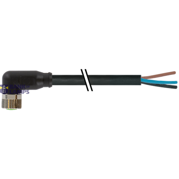 M8 female 90° A-cod. with cable PUR 3x0.25 bk UL/CSA 5m image 1