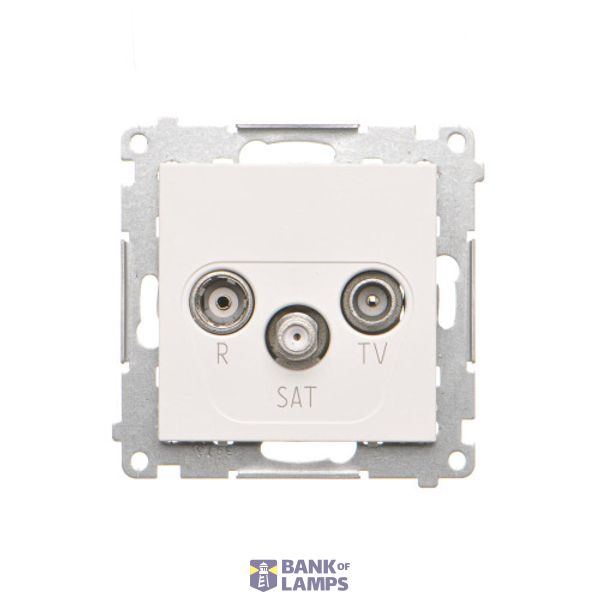 R-TV-SAT pass through aerial socket, module, white matt image 1