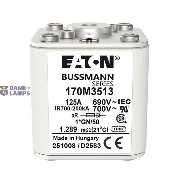 High speed square body fuse, 125 A, AC 690 V, compact size 1, 45 x 59  image 4