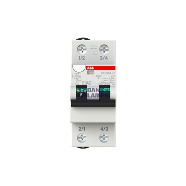 RCBO DS202CR C10 AC30 2P 10A 30mA Type AC image 1