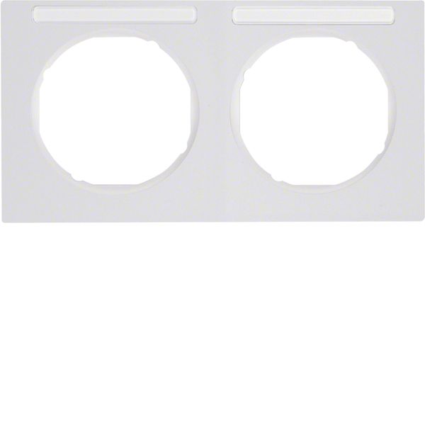 Frame 2gang hor., lab. field, R.3, p. white glossy image 1