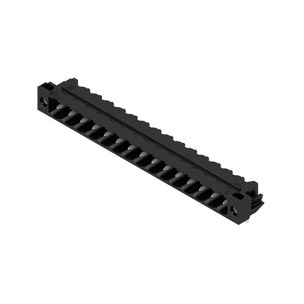 PCB plug-in connector, male header, Solder flange, THT solder connection, 5.08 mm, Number of poles: 15, 90°, Solder pin length (l): 3.2 mm, tinned, black, Box image 3