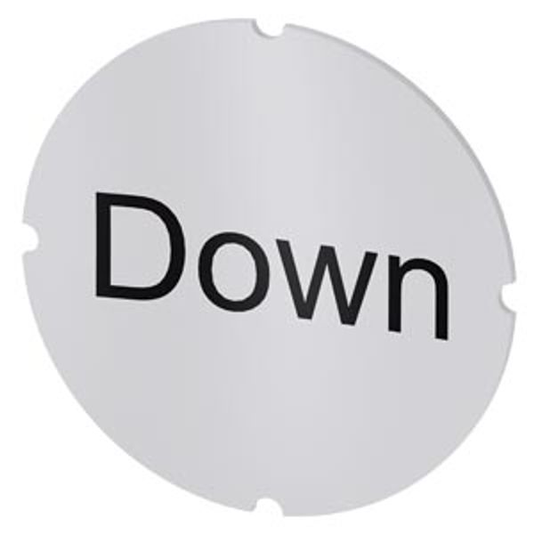 Inscription plate for illuminated pushbutton, round, milky, labeling: Down image 1