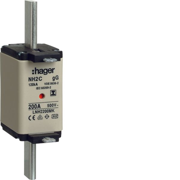 NH2C-Fuse-link 200A 500V gG twin-Indicator insulated gripping lugs image 1