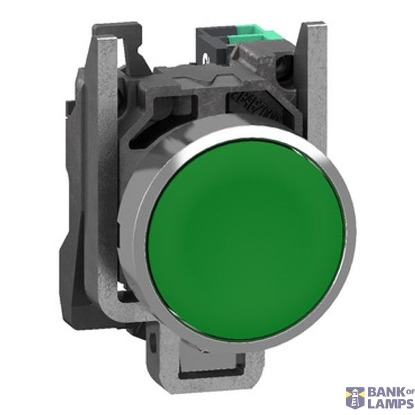 Metal PB green flush 1 NO Push-in image 1
