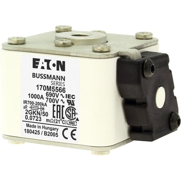 Fuse-link, high speed, 1100 A, AC 600 V, size 2, 61 x 77 x 135 mm, aR, IEC, UL, no indicator, 115 mm centres image 3