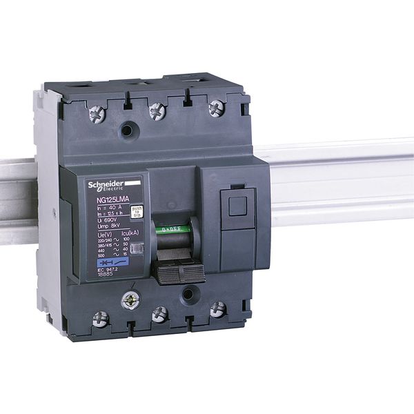 Miniature circuit-breaker, Acti9 NG125LMA, 3P, 63 A, MA curve, 50 kA (IEC 60947-2) image 1