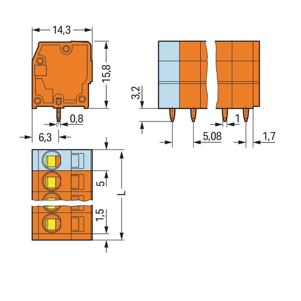 PCB terminal block 2.5 mm² Pin spacing 5.08 mm orange image 3