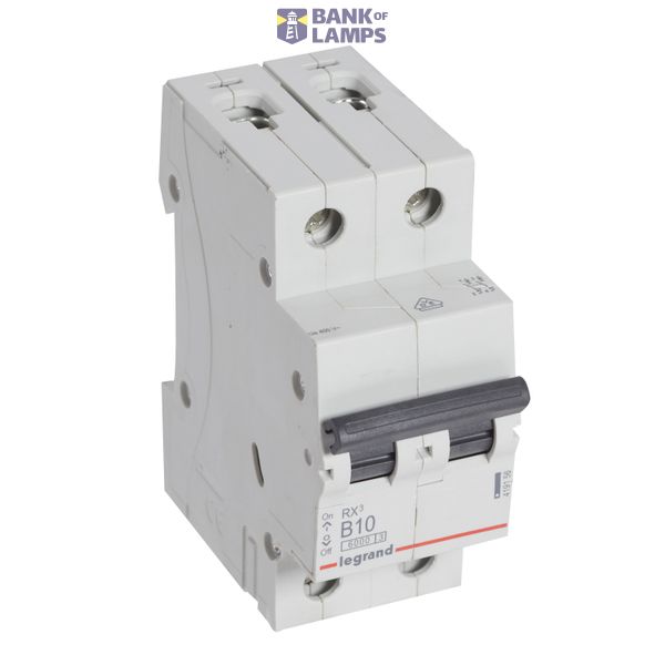 MCB RX³ 6000 - 2P - 230/400V~ - 10 A - B curve - prong/fork type supply busbars image 2