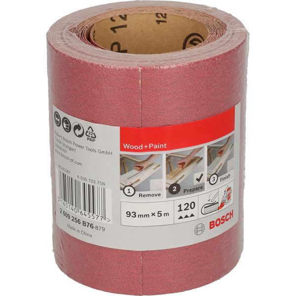 Sanding roll for wood and paint, 93 mm x 5 m, P120 G= 120 image 3