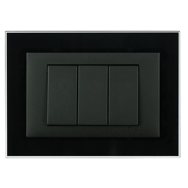 FRAME 3MOD F/ADAPTER 3MOD BLACK CRISTAL/MT BK image 1