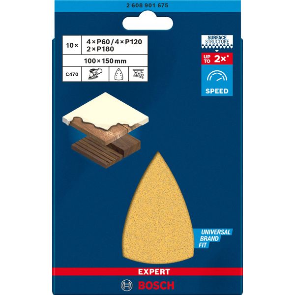 EXPERT C470 Sandpaper Set 100 x 150 mm G 60/120/180, 10-pc image 3