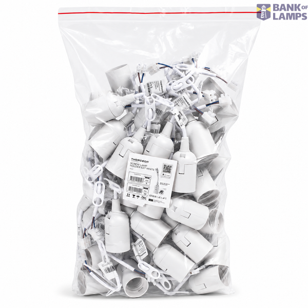 Screw Lamp Holder E27 White (50pcs Bag) image 2