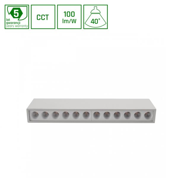 GRID S OPRAWA PODTYNKOWA 12W CCT 230V 40st IP20 222x26x61mm BIAŁY 5 LAT GW. SPECTRUM image 1