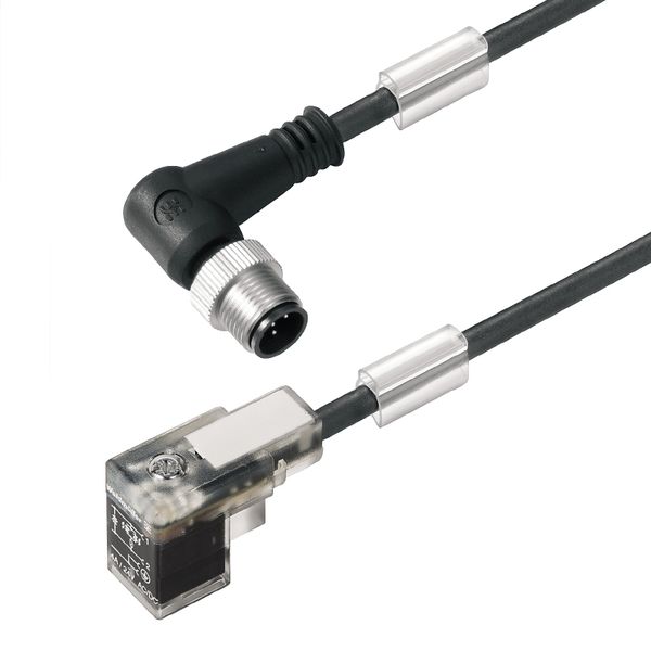 Valve cable (assembled), 90&deg; plug - valve plug, DIN design C (8 mm), M12 = A-coded, Cable length: 1.5 m, PUR, black image 3