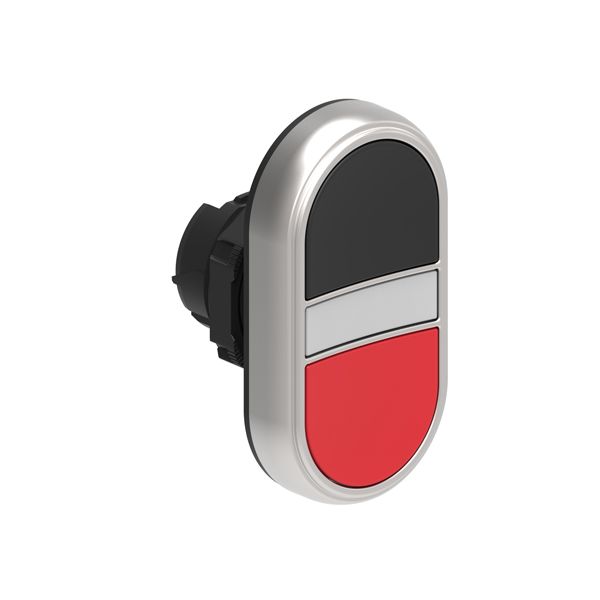 Double-touch actuator, spring return, white indicator Ø22mm Platinum series chromed plastic, 2 flush pushbuttons. Both spring return, Black - Red image 1