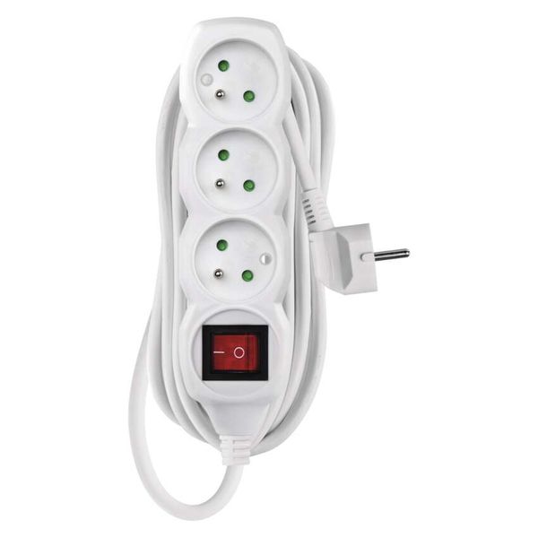 Extension Cord 7 m / 3 sockets / switch / white / PVC / 1 mm2 image 1