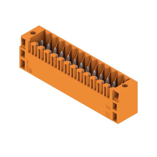 PCB plug-in connector, male header, Flange, THT solder connection, 3.50 mm, Number of poles: 26, 180°, Solder pin length (l): 3.5 mm, tinned, orange, Box image 2
