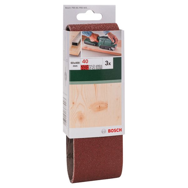3-piece sanding belt set for belt sanders, red quality G= 40 image 2