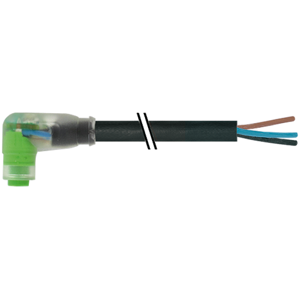 M8 fem. 90° A-cod. snap-in w.h cable LED PUR 3x0.25 bk+rob+drag-ch 10m image 1