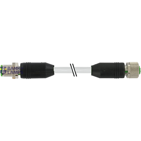 M12 male 0° / M12 female 0° A-cod. shielded PUR 5x0.34 gy 1.1m image 1