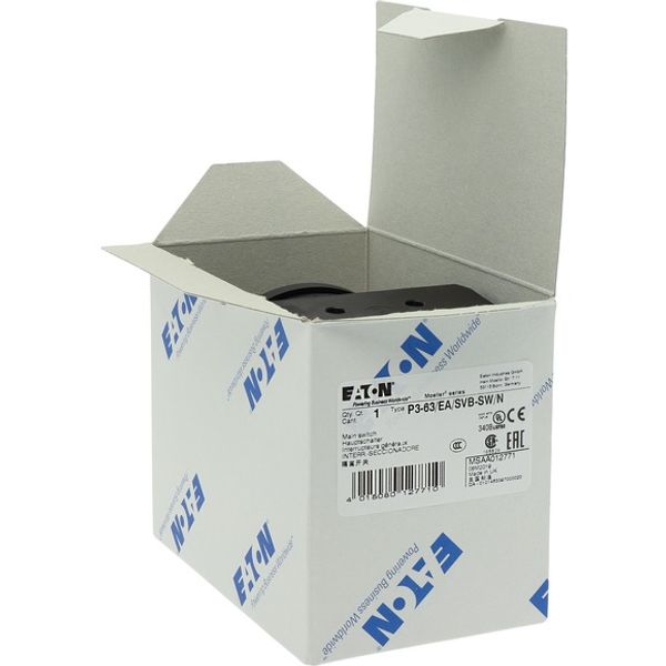 P3-63/EA/SVB-SW/N Main switch, P3, 63 A, flush mounting, 3 pole + N, STOP function, With black rotary handle and locking ring, Lockable in the 0 (Off) position image 7