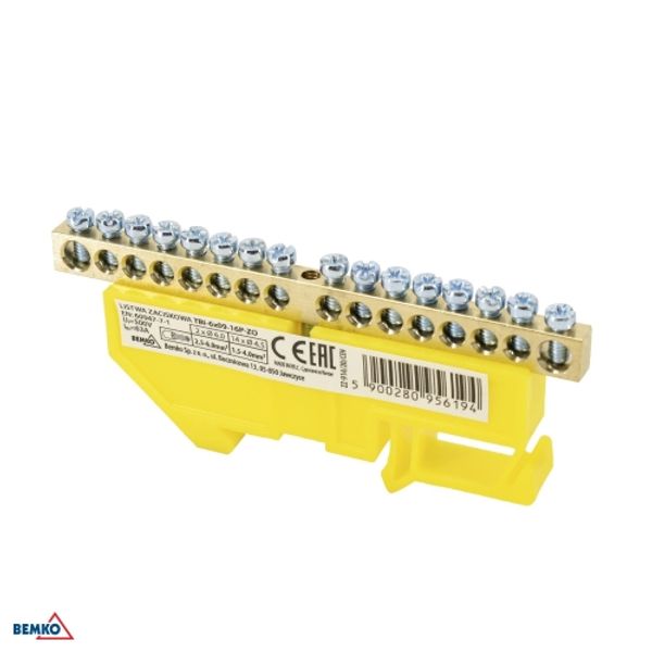 DIN RAIL TERMINAL BLOCK 6x9 YELLOW image 1