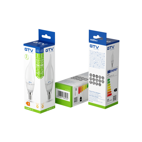 LED Bulb E14, C37L, 10 W, 1000 lm, 3000K, AC180-250V, 160°, CERAMIC image 3