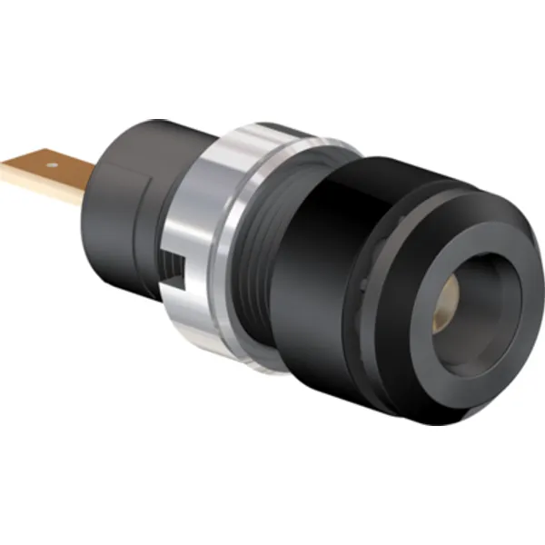 2 mm socket, flat plug connection, mounting Ø 8.6 mm, CAT III, black, 65.9098-21 image 1
