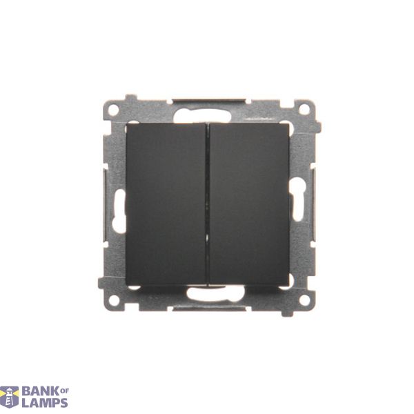 Two gang switch, (module), 10AX, quick connection, black matt image 1