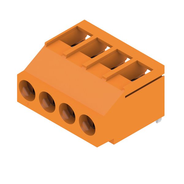 Printed circuit board terminals, 5.08 mm, Number of poles: 4, 180°, Solder pin length (l): 3.2 mm, tinned, orange, Clamping yoke connection, Clamping range, max. : 6 mm², Box image 3