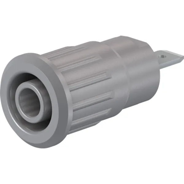 4 mm socket, flat plug connection, mounting Ø 12.2 mm, CAT III, gray, 49.7079-28 image 1