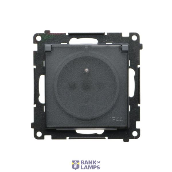 IP44 single socket outlet without frame seal - transparent flap, module, 16A, quick connection, graphite mat image 1