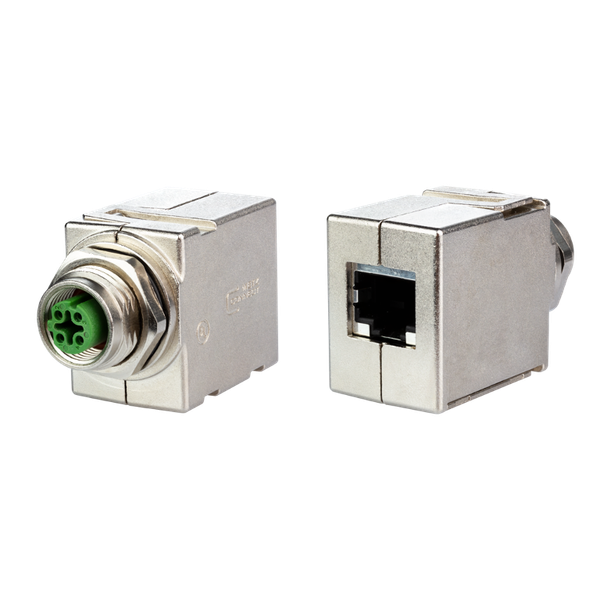 M12 Panel feed through adapters, D-coded, to RJ45  - straight image 3
