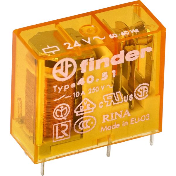 PCB/Plug-in Rel. 5mm.pinning 1NO 10A/24VAC/Agni/wash tight (40.51.8.024.0301) image 3
