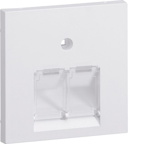 Central plate UAE 2-gang for frontplate 55 halogen free traffic white image 1