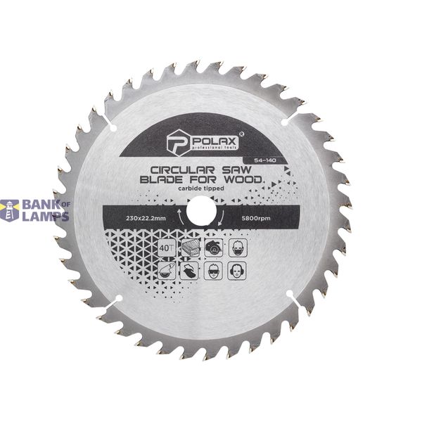 Circular saw blade for wood, carbide tipped 230x22.2/20, 40Т image 1