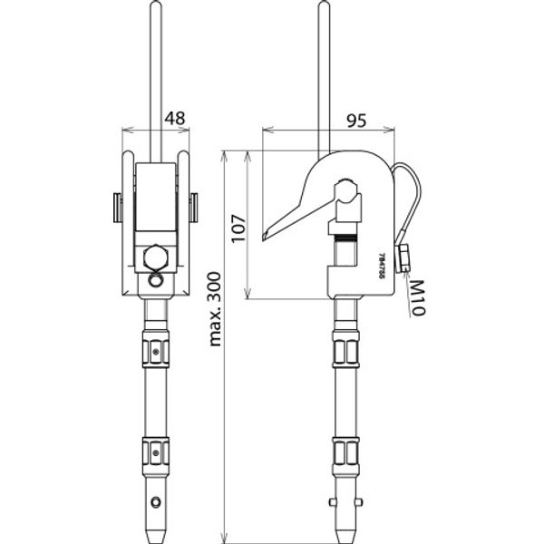 Earth clamp f. overh. contact lines w. prod f. D 4-15mm w. flex. T pin image 2