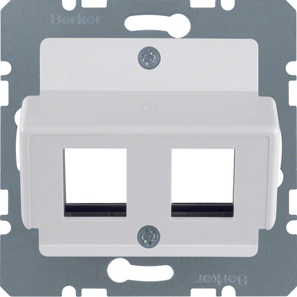 Central plate 2gang for Krone jacks, com-tech, p. white matt/velvety image 1