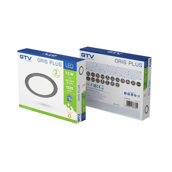 LED luminaire ORIS PLUS, 13 W, 1020 lm, IP20, AC220-240V, 50/60 Hz, 120°, 3000K, recessed, black image 2