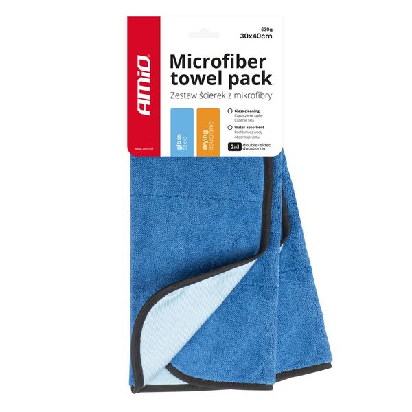 2in1 Microfiber towel - drying and glass 30x40cm 630g AMIO-03747 image 1