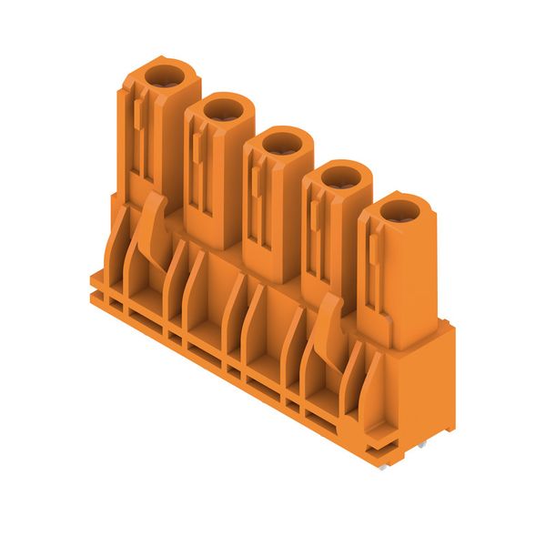 PCB plug-in connector, female header, closed side, THT solder connection, 7.62 mm, Number of poles: 5, 180°, Solder pin length (l): 3.2 mm, tinned, orange, Box image 3