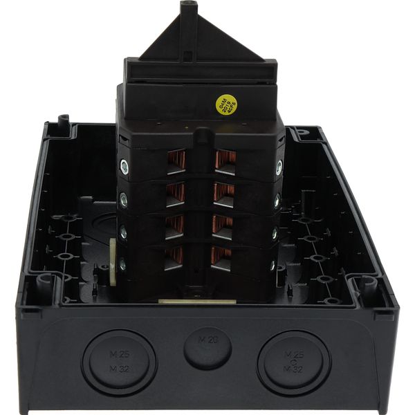 T5B-4-15682/I4/SVB Main switch, T5B, 63 A, surface mounting, 4 contact unit(s), 6 pole, 1 N/O, 1 N/C, Emergency switching off function, With red rotary handle and yellow image 49