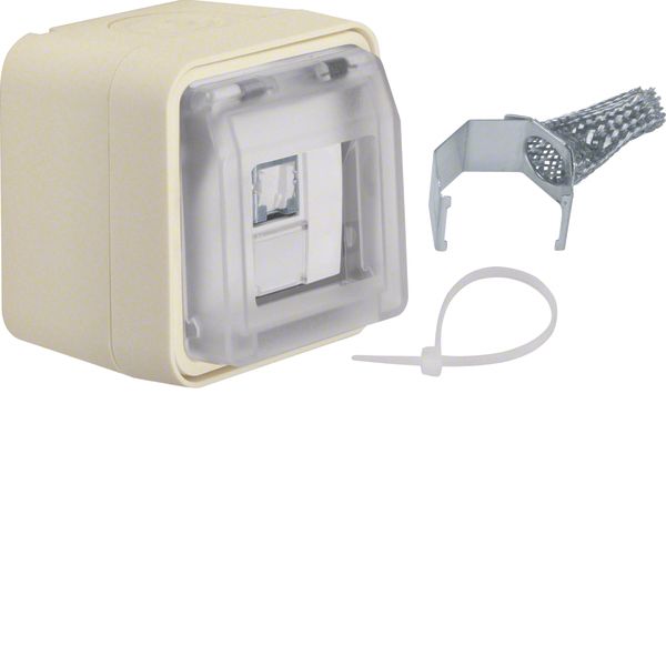 FCC soc.out. 8p shielded hinged cover surf.-mtd,cat.6,lab.field,W.1,p. image 1